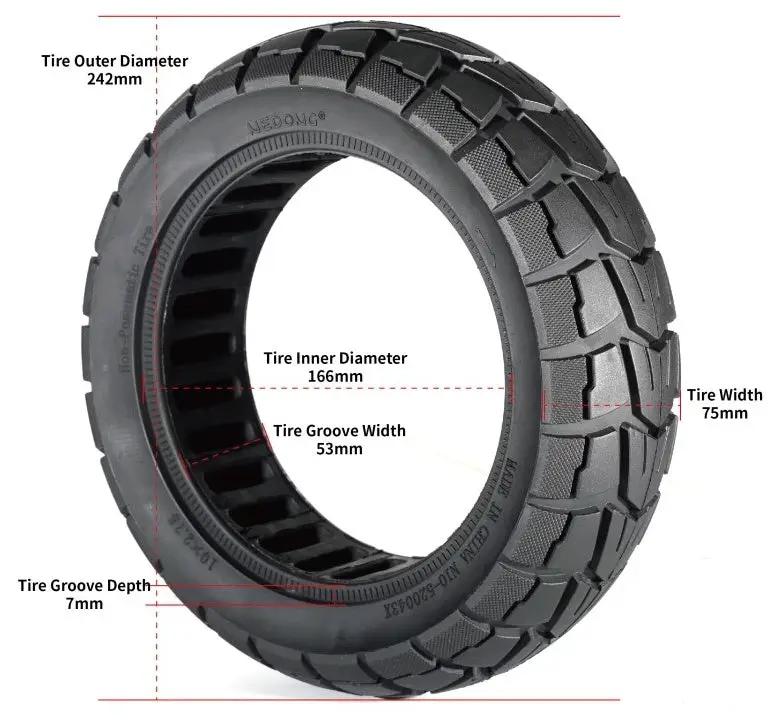 Escooter Nedong 10x2.75 (i53mm) Solid Lined Honeycomb Tyre by Cyclemotion