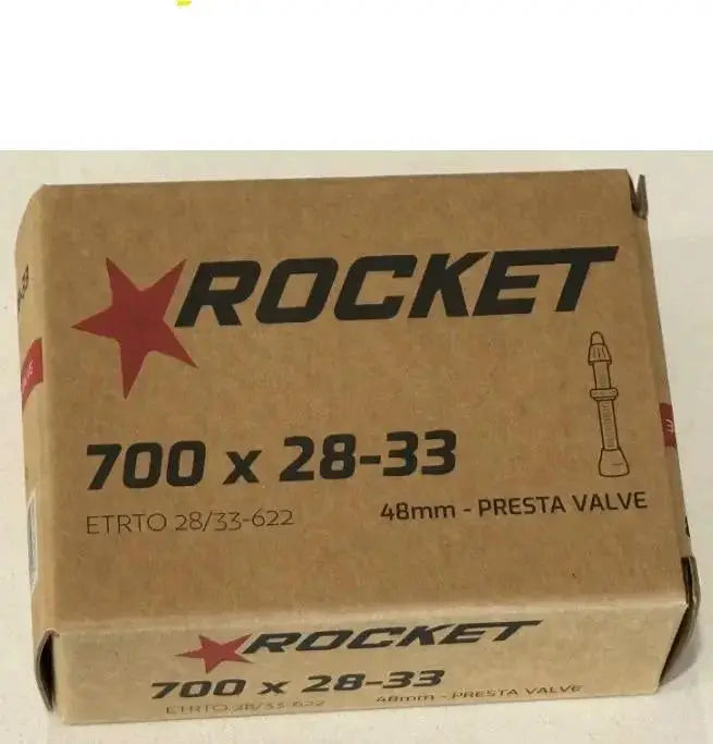 Rocket 700x28-33 Road Bike Tube with 48mm Presta Valve for Hybrid & Commuter Tires by Cyclemotion